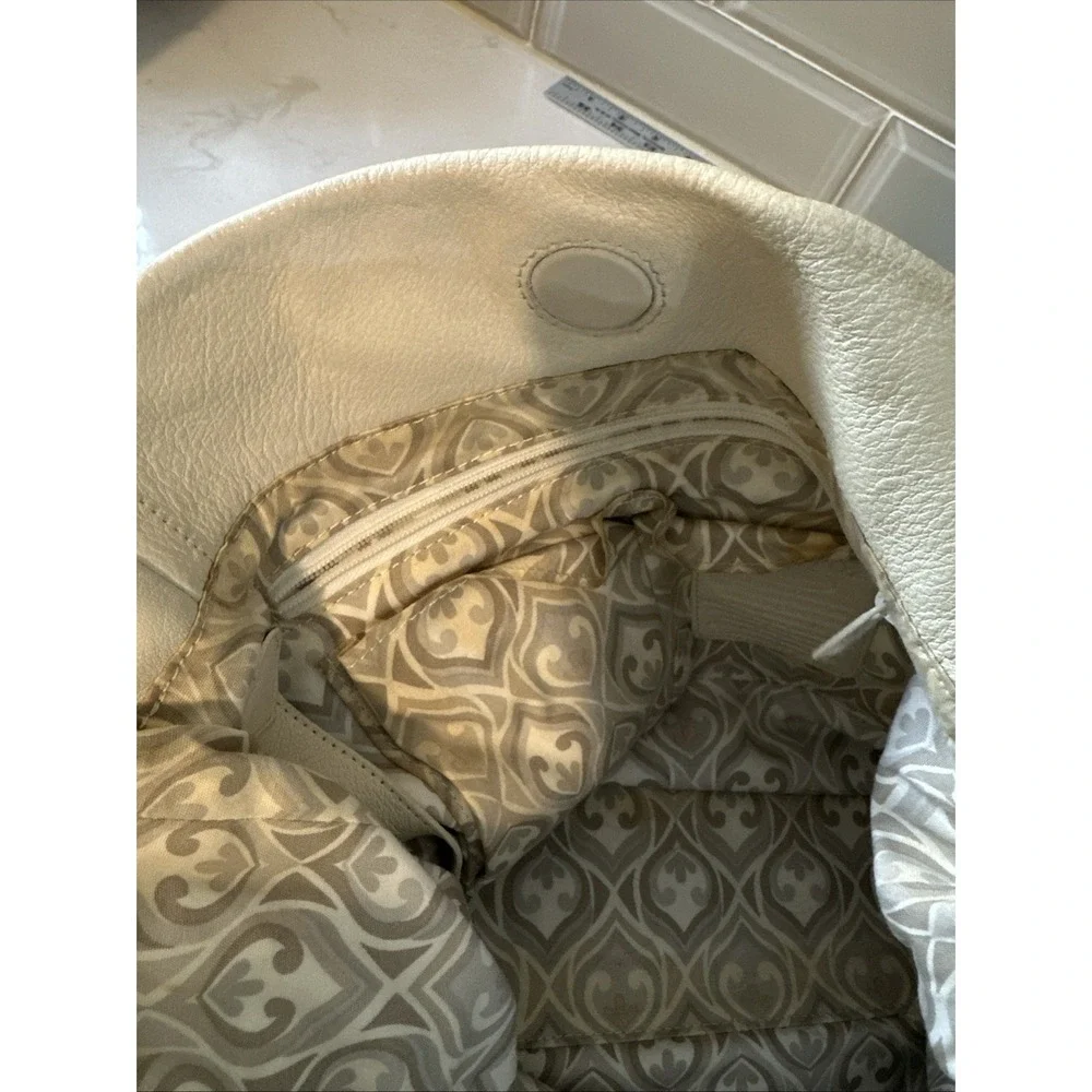 Brighton Pewter Anju Embellished Purse Jewel Masterpiece White‎ Leather Bag Hobo